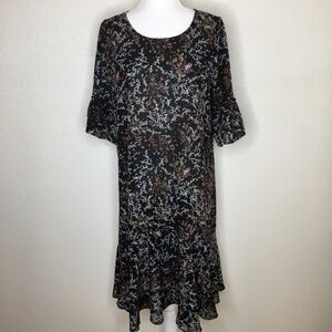 Anna & Chris Ruffle Sheer Midi Dress M